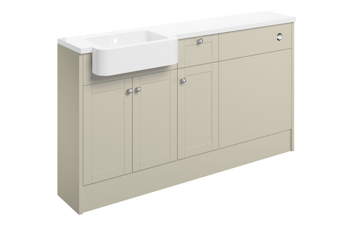 Cello 1542mm Basin WC & 1 Drawer 1 Door Unit Pack (RH) - Matt Latte