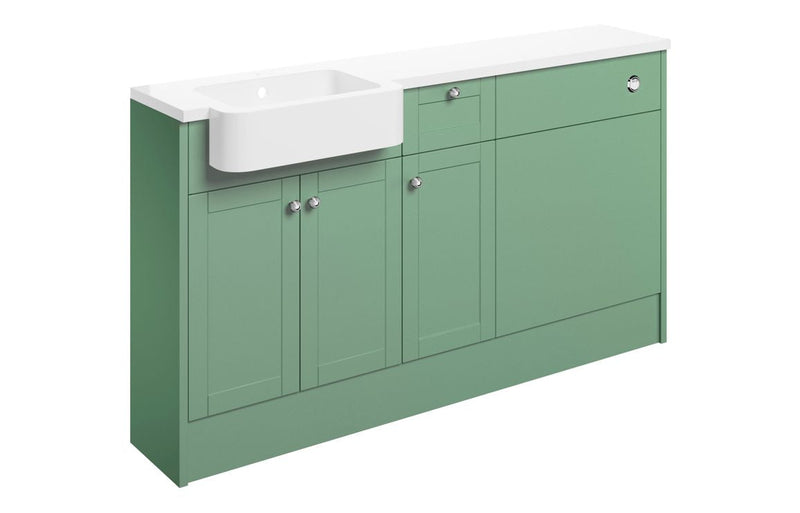 Cello 1542mm Basin WC & 1 Drawer 1 Door Unit Pack (LH) - Matt Sage Green