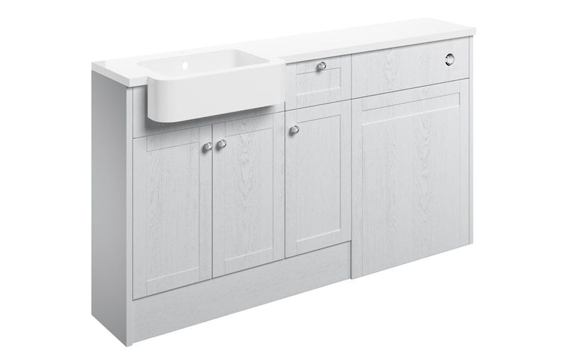Cello 1542mm Basin WC & 1 Drawer 1 Door Unit Pack (LH) - Satin White Ash