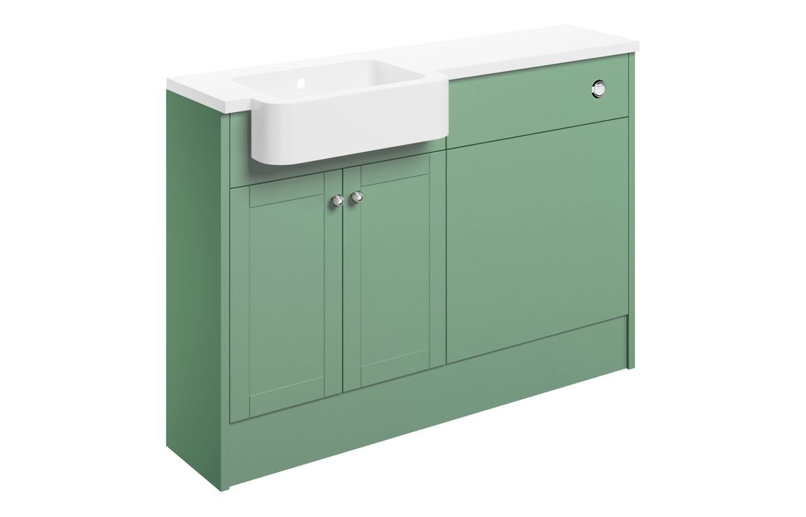 Cello 1242mm Basin & WC Unit Pack (LH) - Matt Sage Green