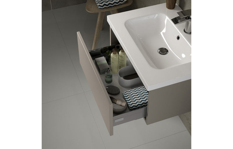 Elysium 600mm 1 Drawer Wall Hung Basin Unit (No Top) - Latte