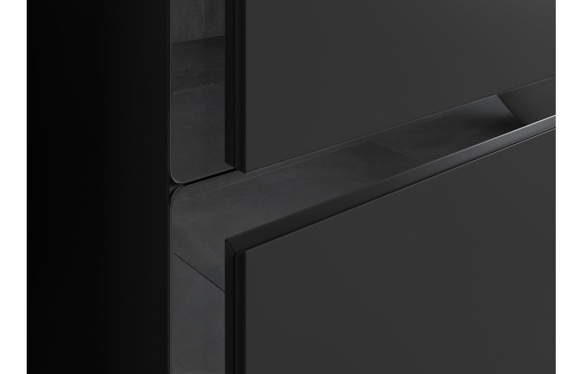 Fusion 615mm Wall Hung 2 Drawer Basin Unit & White Basin - Matt Black & Glass