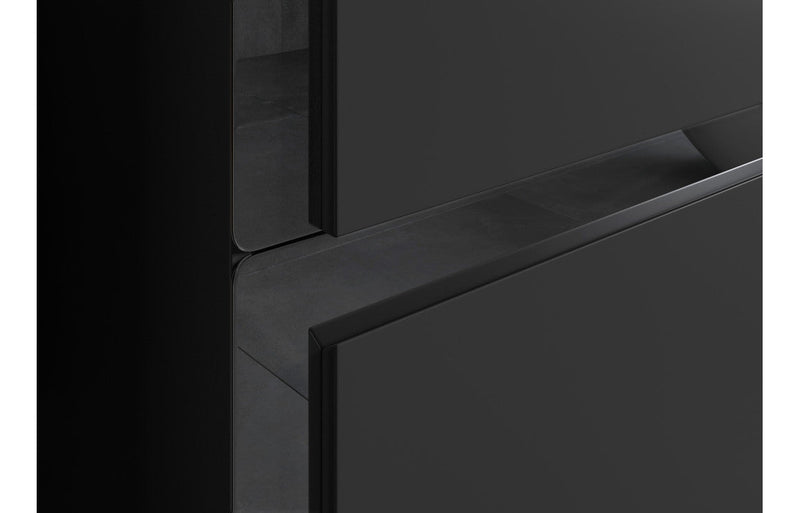 Fusion 605mm Wall Hung 2 Drawer Basin Unit & Co-ordinating Basin - Matt Black & Glass