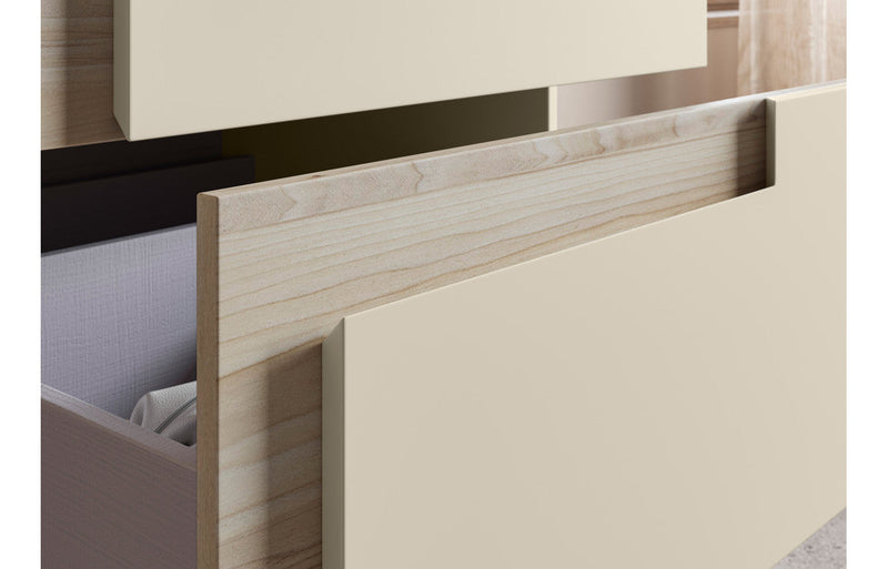 Fusion 350mm Wall Hung 1 Door Tall Unit - Matt Cotton & Oak Effect