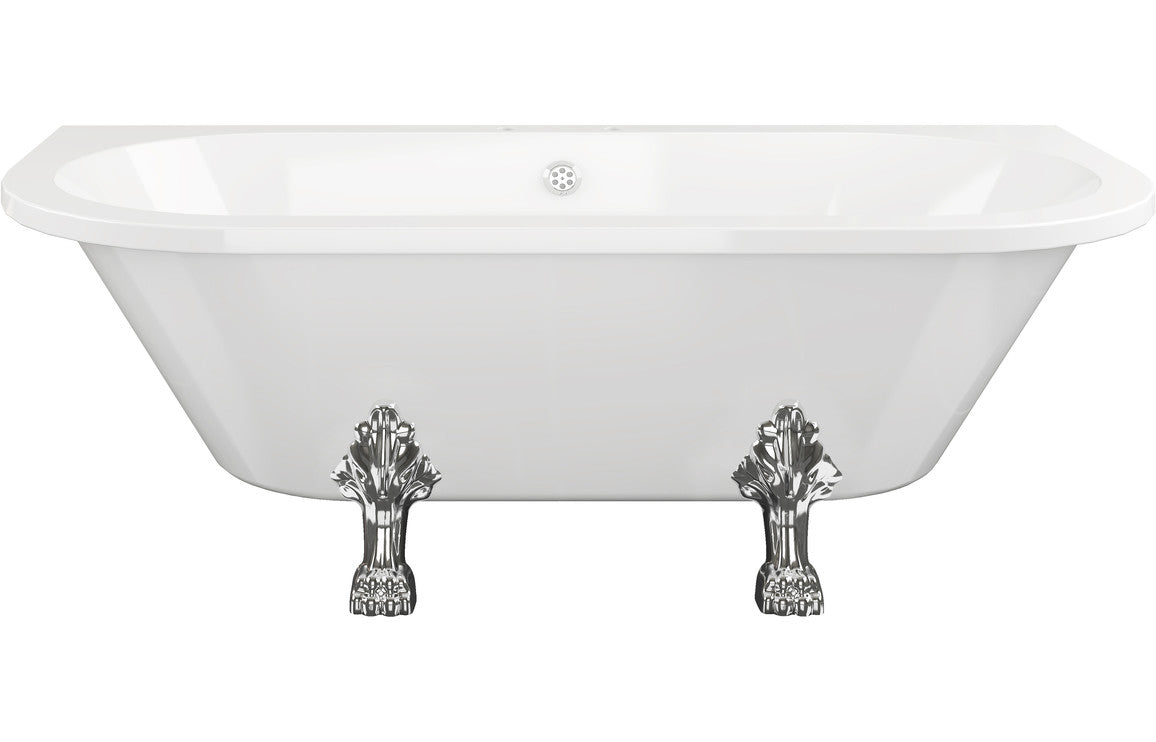 Merlin Free Standing Back To Wall 1700x800x600mm 2TH Bath w/Feet - White