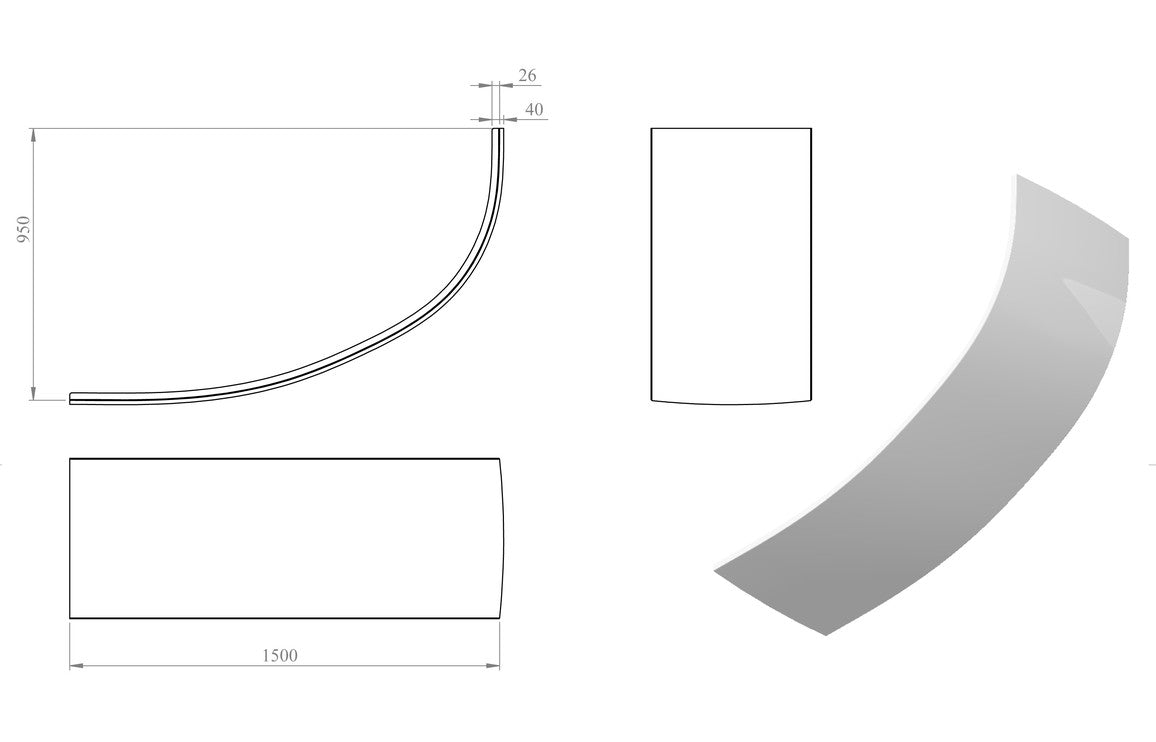 1350mm Standard Corner Bath Panel