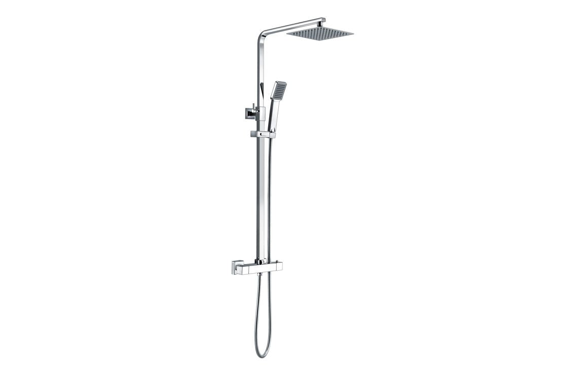 Astra Square Thermostatic Bar Mixer w/Riser Kit - Chrome