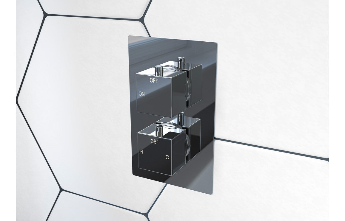 Nebula Thermostatic Two Outlet Twin Shower Valve - Chrome