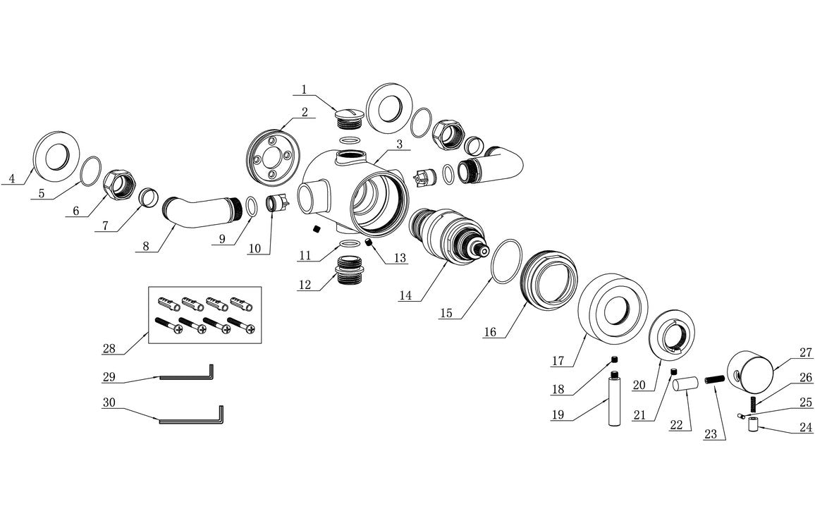 Modern Exposed Thermostatic Shower Valve