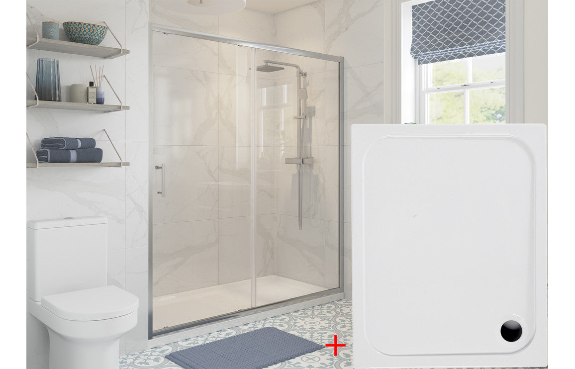 Crystal 1200mm Sliding Door & 760mm Tray Pack - Chrome