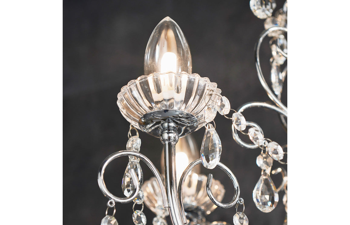 Solara 5 Arm Chandelier Ceiling Light - Chrome