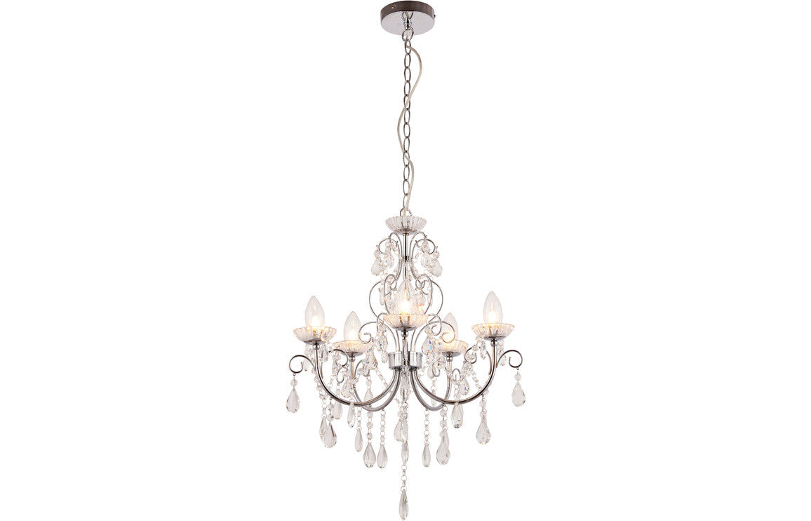 Solara 5 Arm Chandelier Ceiling Light - Chrome