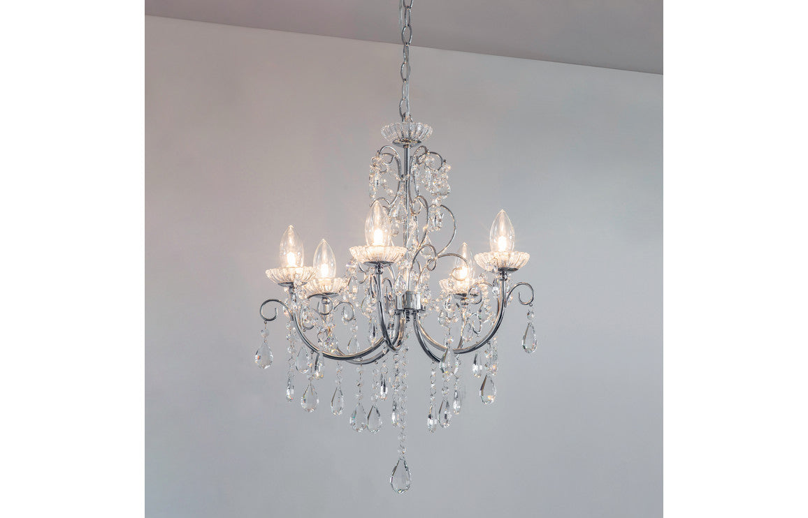 Solara 5 Arm Chandelier Ceiling Light - Chrome