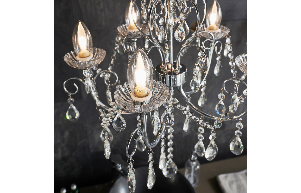 Solara 5 Arm Chandelier Ceiling Light - Chrome