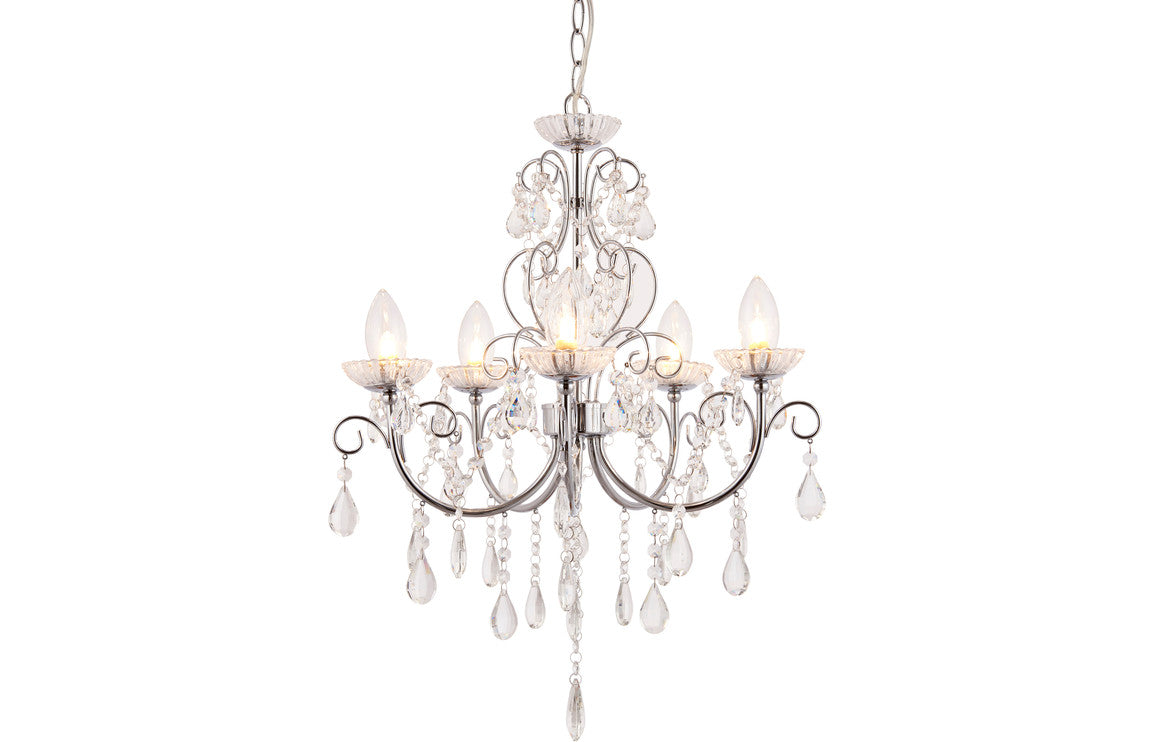 Solara 5 Arm Chandelier Ceiling Light - Chrome