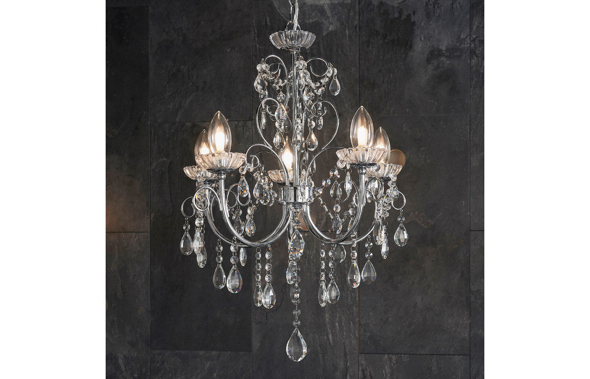Solara 5 Arm Chandelier Ceiling Light - Chrome