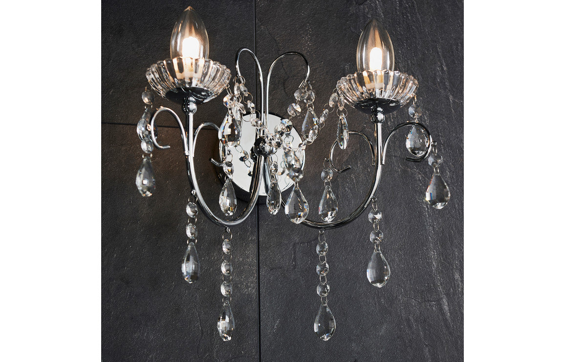 Solara 2 Arm Chandelier Wall Light - Chrome