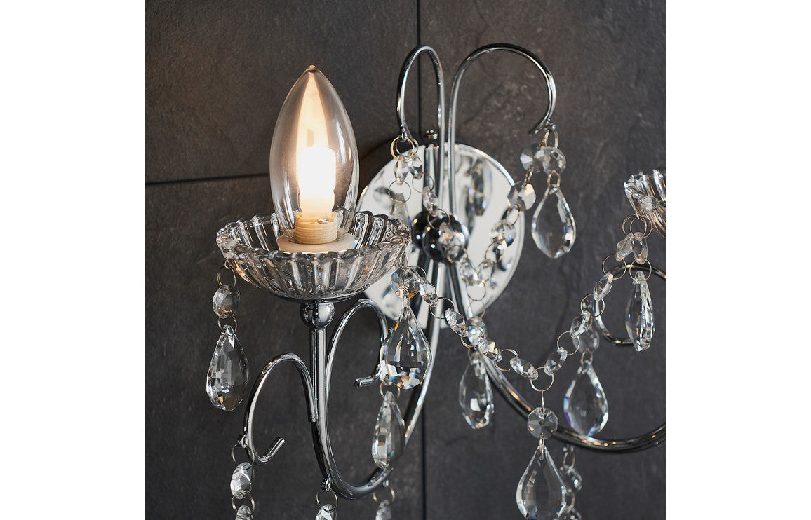 Solara 2 Arm Chandelier Wall Light - Chrome