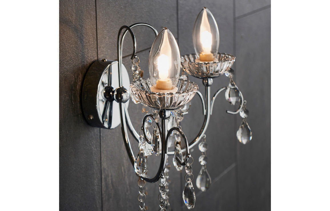Solara 2 Arm Chandelier Wall Light - Chrome