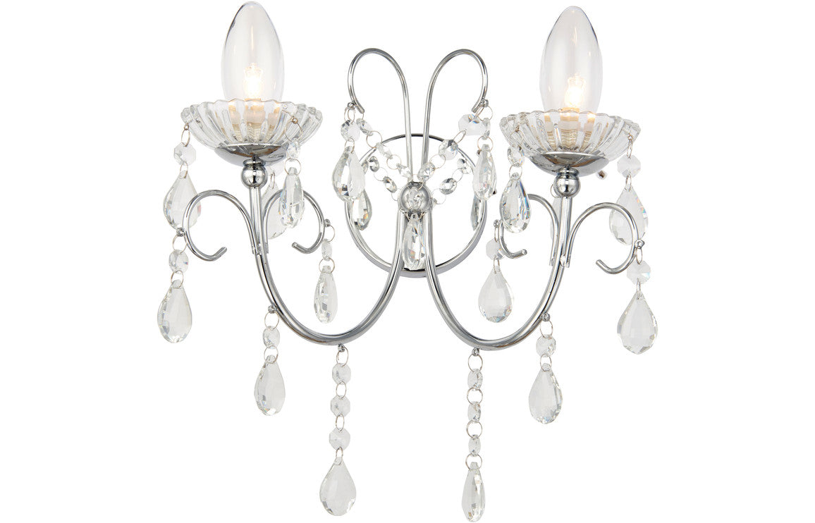 Solara 2 Arm Chandelier Wall Light - Chrome