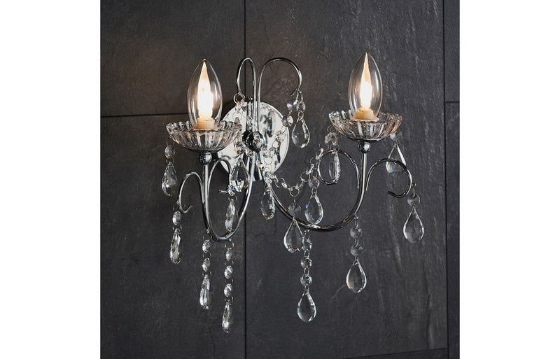 Solara 2 Arm Chandelier Wall Light - Chrome