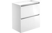 Elysium 800mm 2 Drawer Floor Standing Basin Unit (No Top) - White Gloss