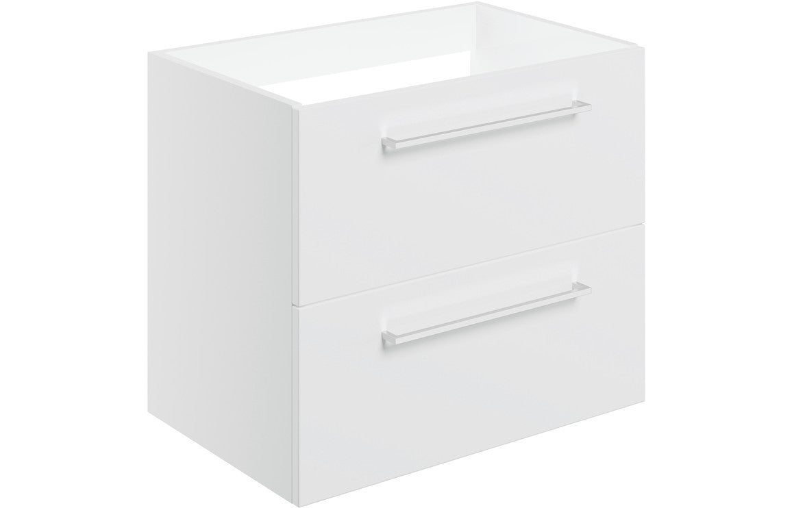 Vivido 590mm Wall Hung 2 Drawer Basin Unit (No Top) - White Gloss