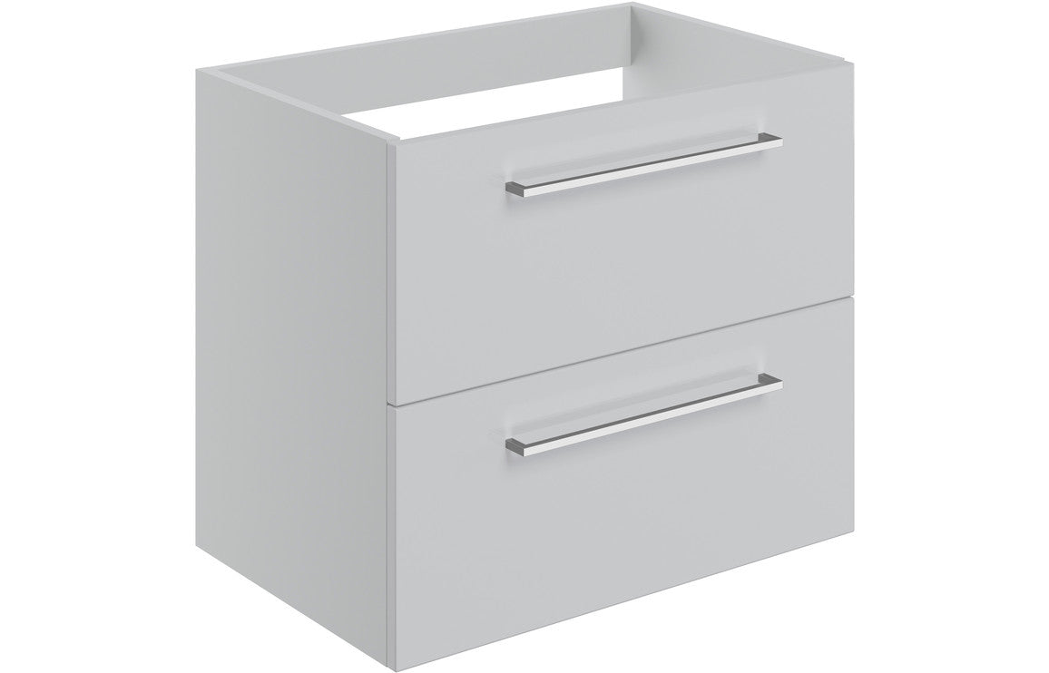 Vivido 590mm Wall Hung 2 Drawer Basin Unit (No Top) - Grey Gloss