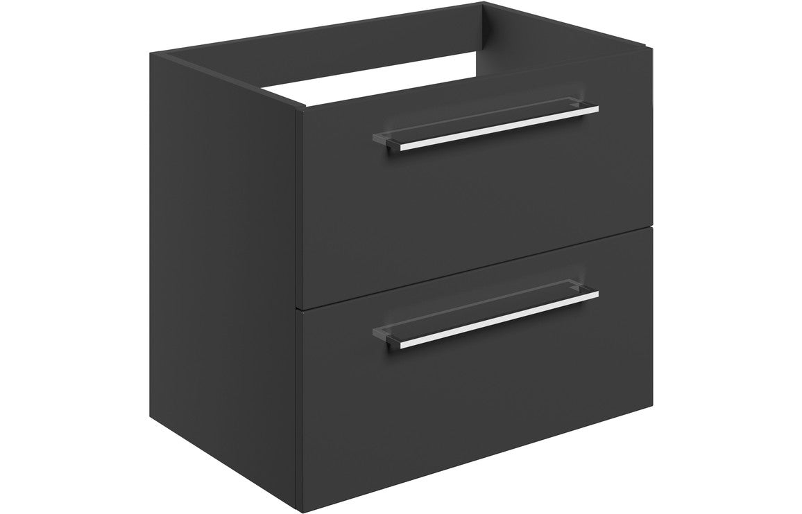 Vivido 590mm Wall Hung 2 Drawer Basin Unit (No Top) - Anthracite Gloss