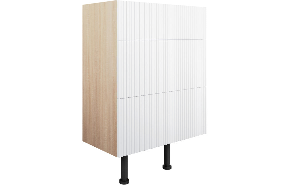 Solace 600mm 3 Drawer Base Unit - Matt White