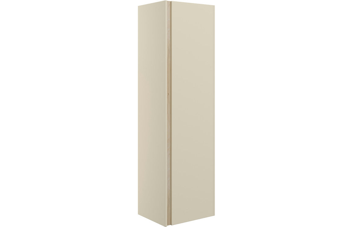 Fusion 350mm Wall Hung 1 Door Tall Unit - Matt Cotton & Oak Effect