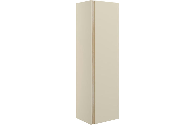 Fusion 350mm Wall Hung 1 Door Tall Unit - Matt Cotton & Oak Effect