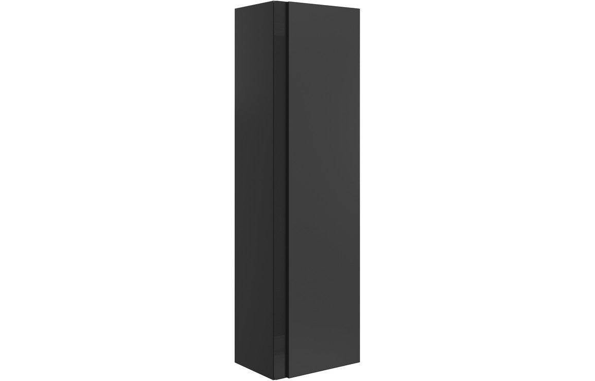 Fusion 350mm Wall Hung 1 Door Tall Unit - Matt Black & Glass