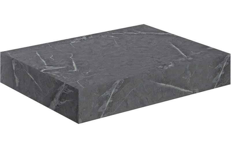 Mosaic 600mm Wall Hung Grey Marble Basin Shelf & Chrome Bottle Trap