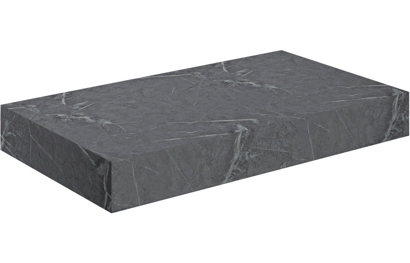 Mosaic 800mm Wall Hung Grey Marble Basin Shelf & Black Bottle Trap