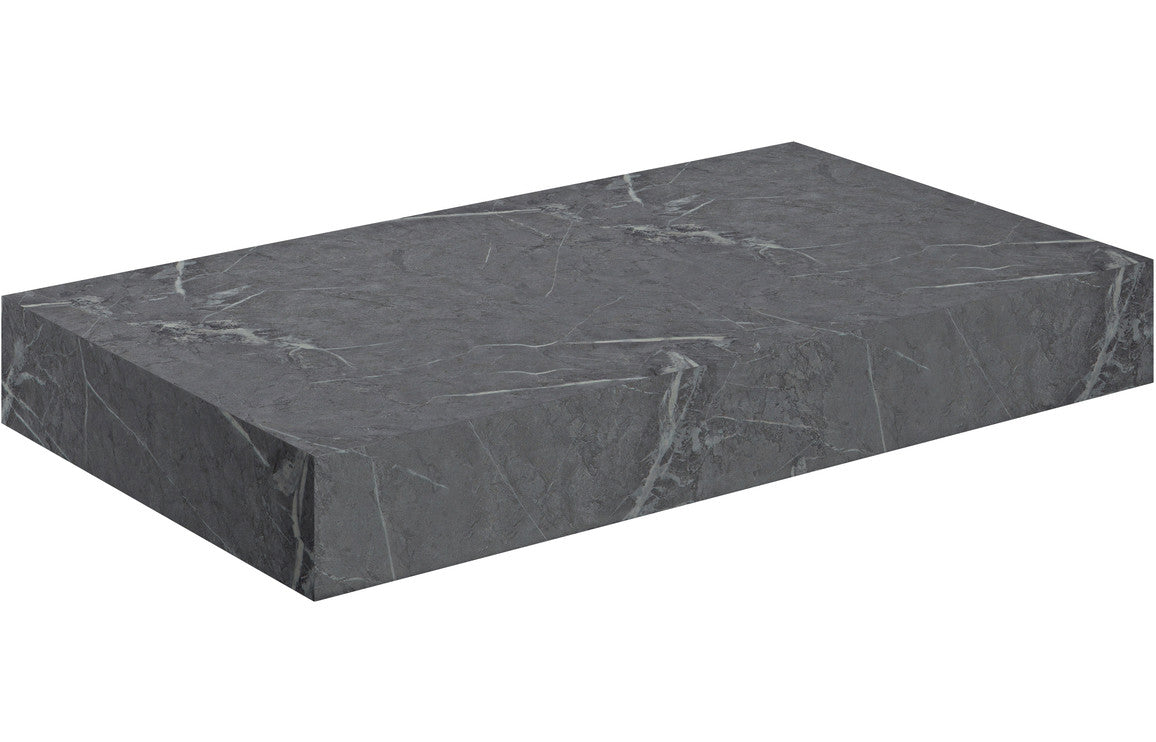 Mosaic 800mm Wall Hung Grey Marble Basin Shelf & Chrome Bottle Trap