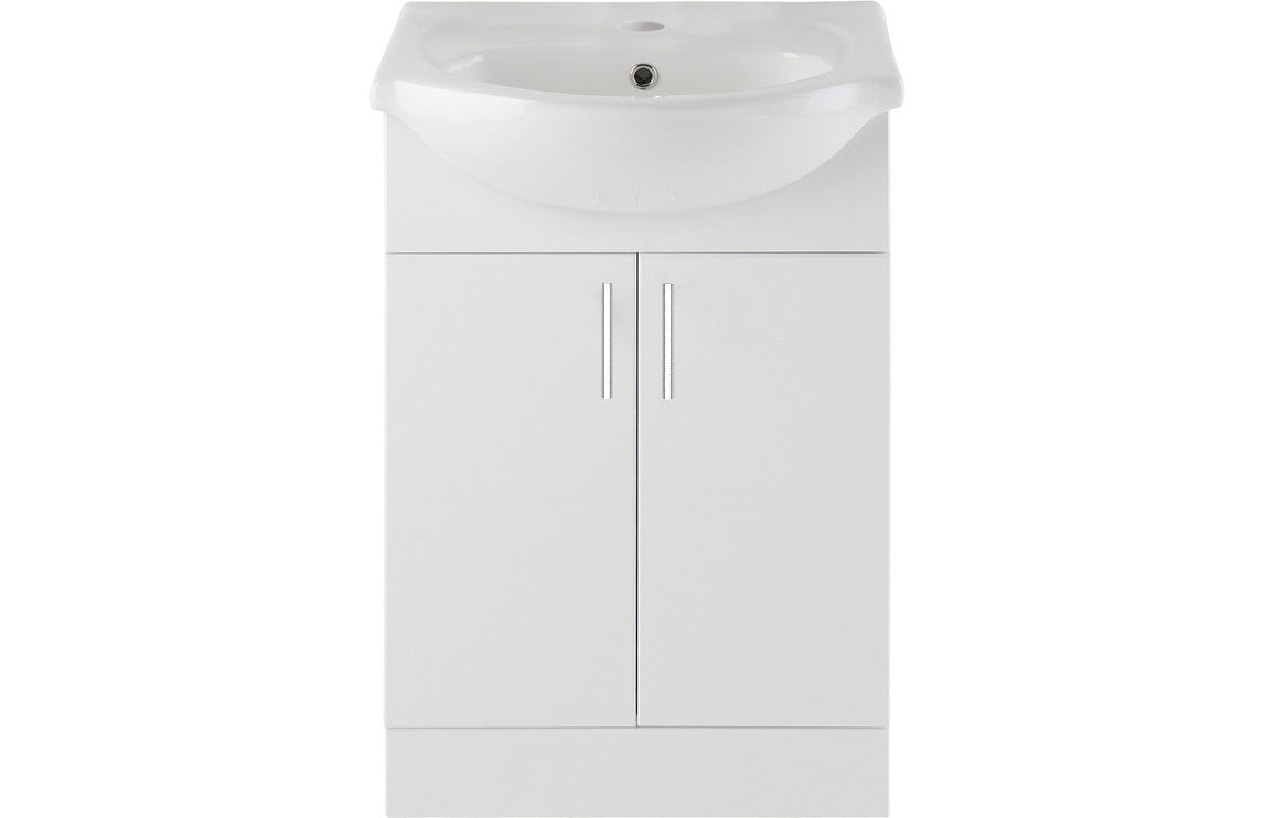 Valenza 655mm Basin Unit & Basin - White Gloss
