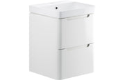 Harmony 500mm 2 Drawer Wall Hung Cloakroom Basin Unit - White Gloss
