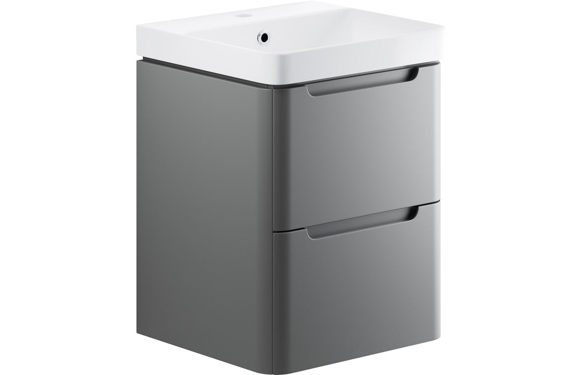 Harmony 500mm 2 Drawer Wall Hung Cloakroom Basin Unit - Matt Grey