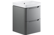 Harmony 500mm 2 Drawer Wall Hung Cloakroom Basin Unit - Matt Grey