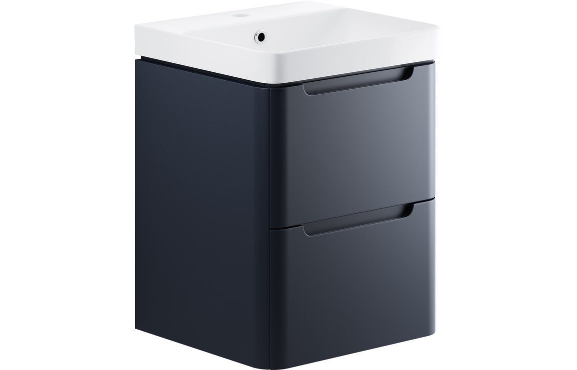 Harmony 500mm 2 Drawer Wall Hung Cloakroom Basin Unit - Matt Indigo