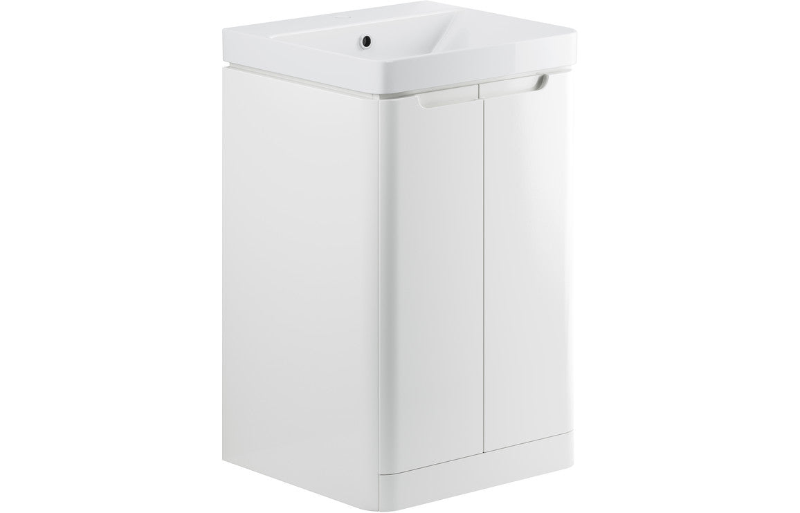 Harmony 500mm 2 Door Floor Standing Cloakroom Basin Unit - White Gloss