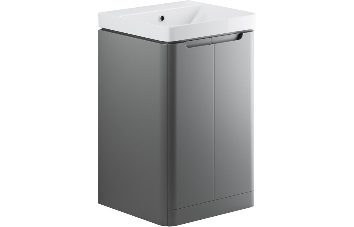 Harmony 500mm 2 Door Floor Standing Cloakroom Basin Unit - Matt Grey