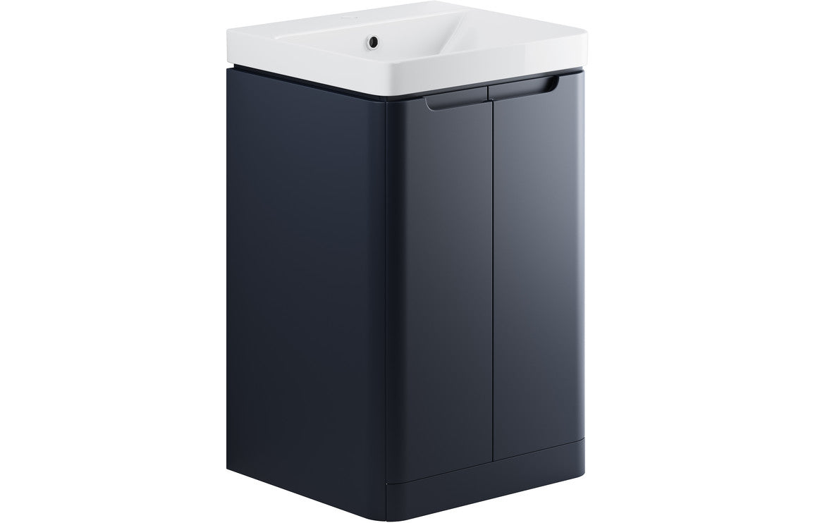 Harmony 500mm 2 Door Floor Standing Cloakroom Basin Unit - Matt Indigo