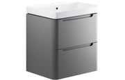 Harmony 600mm 2 Drawer Wall Hung Basin Unit - Matt Grey