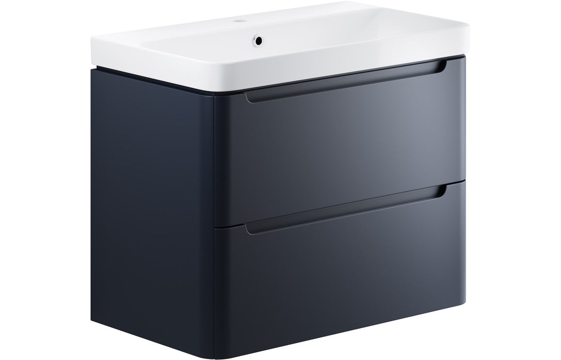 Harmony 800mm 2 Drawer Wall Hung Basin Unit - Matt Indigo