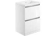 Elysium 615mm 2 Drawer Floor Standing Basin Unit Inc. Basin - White Gloss