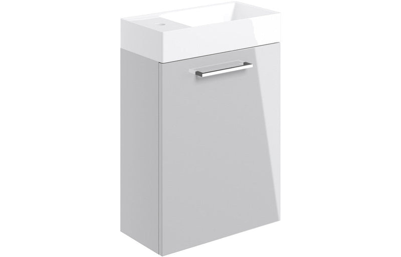 Vivido 410mm Wall Hung 1 Door Basin Unit & Basin - Grey Gloss