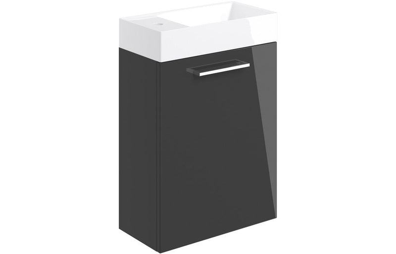 Vivido 410mm Wall Hung 1 Door Basin Unit & Basin - Anthracite Gloss