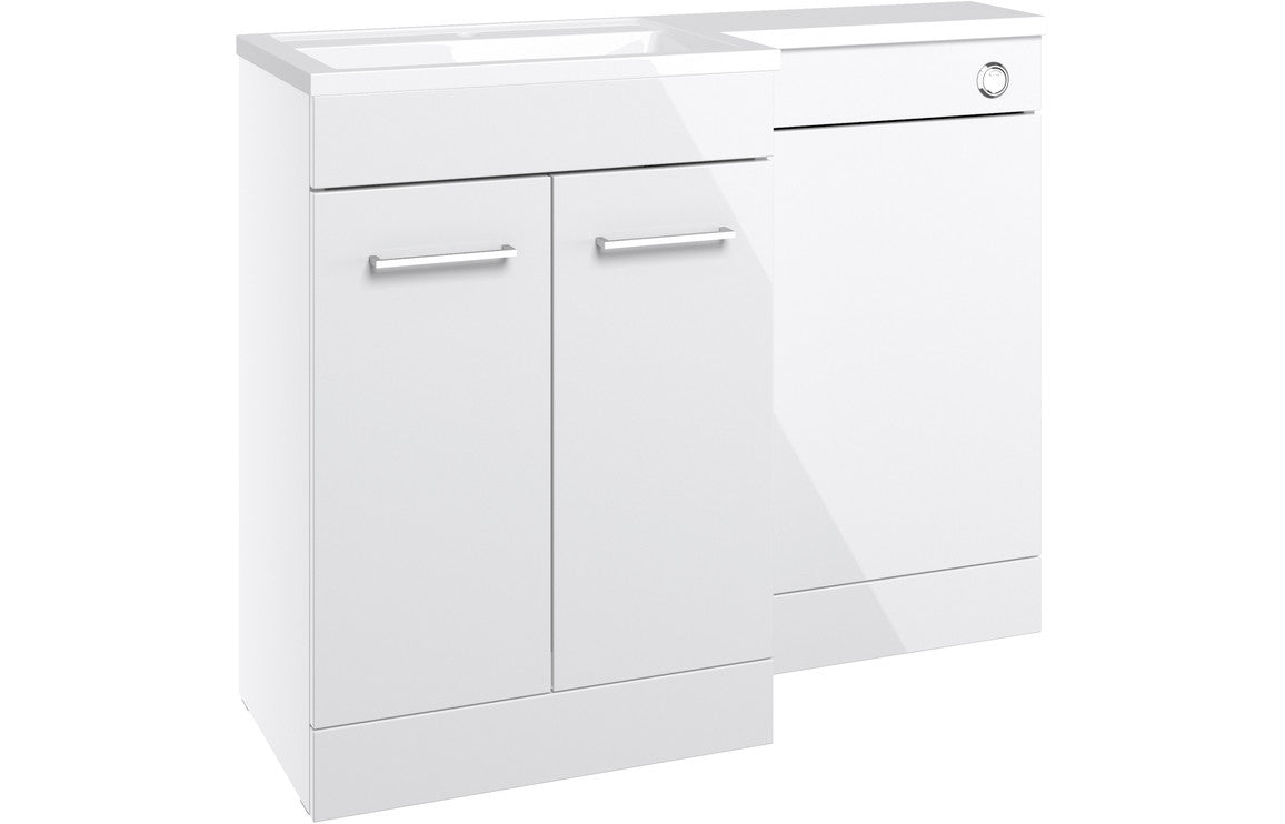 Utopia 1100mm Floor Standing L-Shape Pack & Basin (LH) - White Gloss